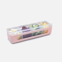 Melii Snackle Box, 4 Separate Compartments with Lids - Pink