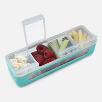 Melii Snackle Box, 4 Separate Compartments with Lids - Blue