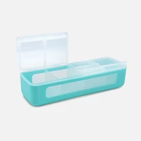 Melii Snackle Box, 4 Separate Compartments with Lids - Blue