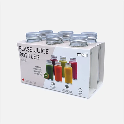 Melii Glass Juice Bottle with Metal Lid, Set of 6