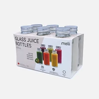 Melii Glass Juice Bottle with Metal Lid, Set of 6