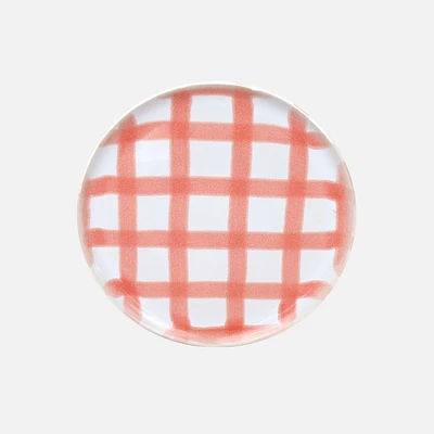 Milo Checkered Stoneware Salad Plate - Coral