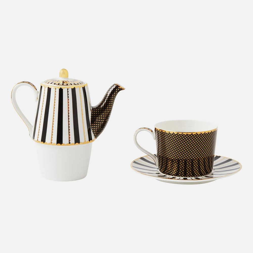 Regency Black Teapot with Infuser for One Person by Maxwell & Williams - 340 ml