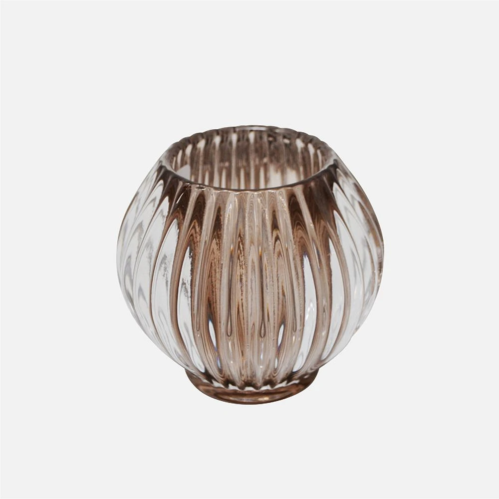 Glass Tea Light Holder - Taupe
