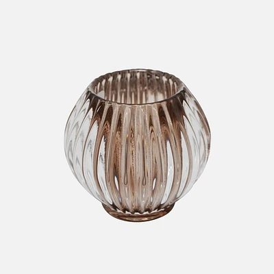 Glass Tea Light Holder - Taupe