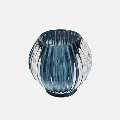 Glass Tea Light Holder - Blue