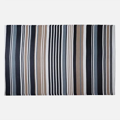 Stripe Motif Outdoor Carpet - Black/Grey