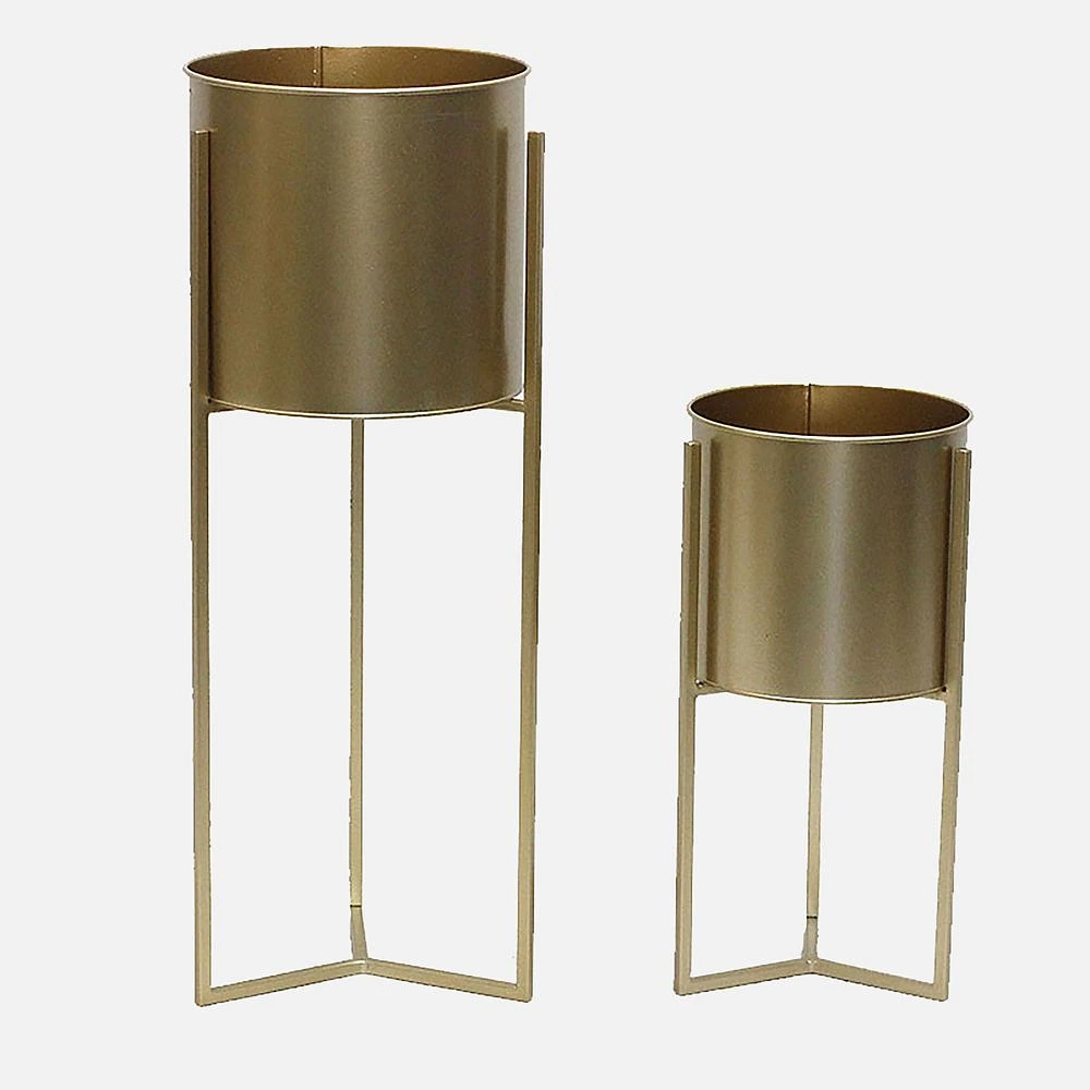 Jardinières avec support, ensemble de 2 - Or