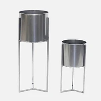 Jardinières avec support, ensemble de 2 - Argent