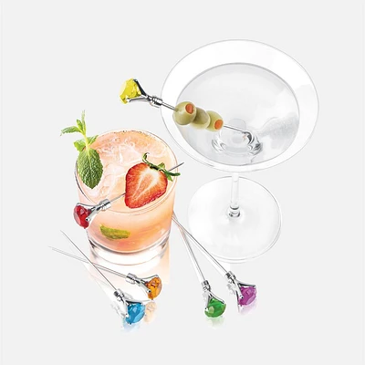 Diamond Set of 6 Multicolors Cocktail Picks by Final Touch