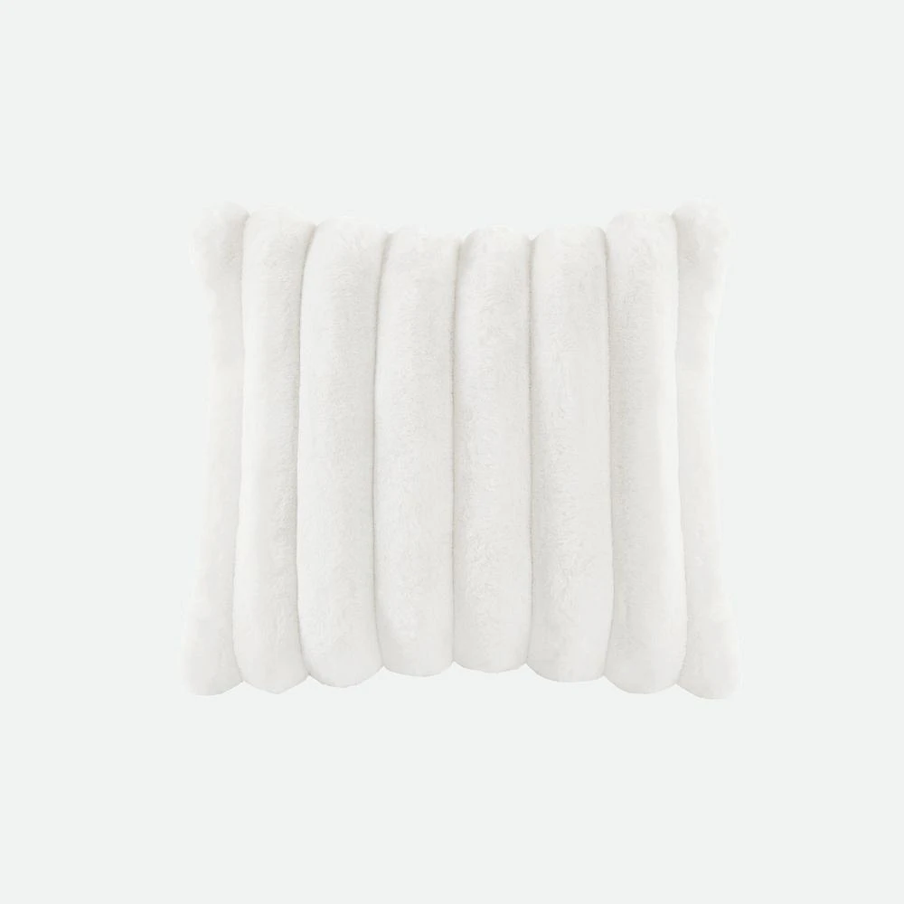 Ribbed Faux Fur Square Cushion