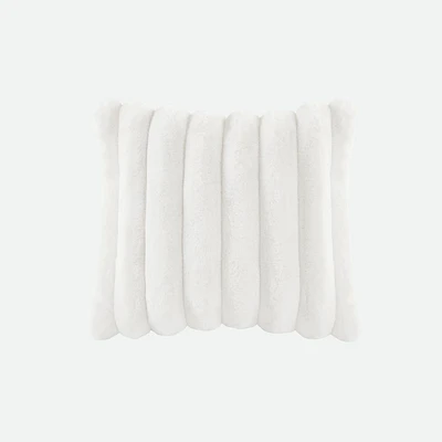 Ribbed Faux Fur Square Cushion
