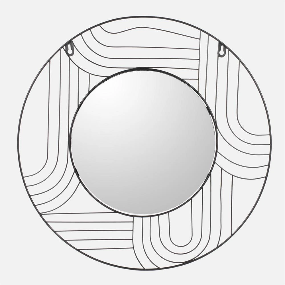 Round with Black Modern Trim Mirror