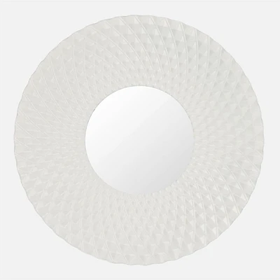 Round Metal Mirror - White