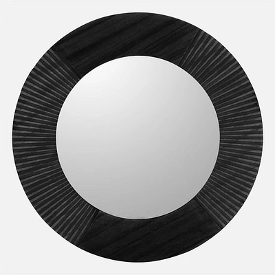 Round Ridged Trim Mirror - Black