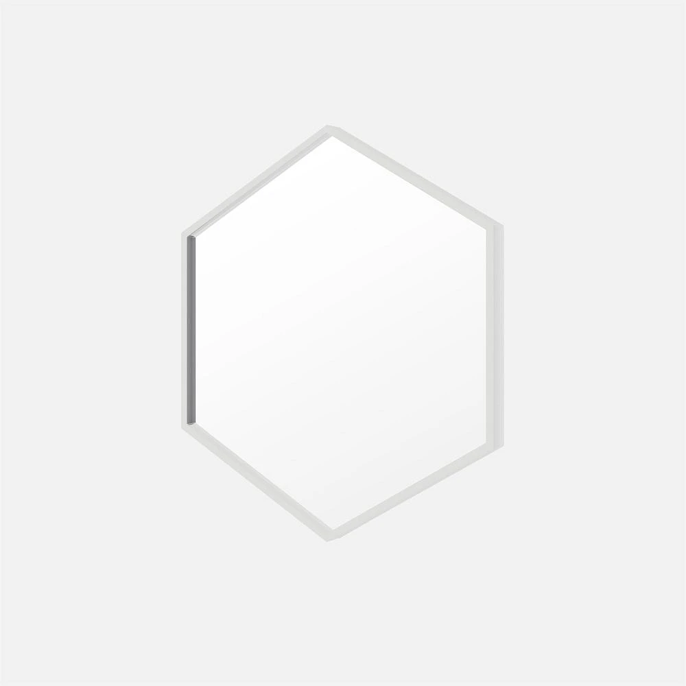 Sarti Hexagon Metal Frame Mirror 28" - White