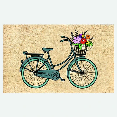 BICYCLE WITH FLOWERS Coir Mat