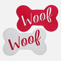 Tapis en forme d'os « Woof » - Rouge et Blanc