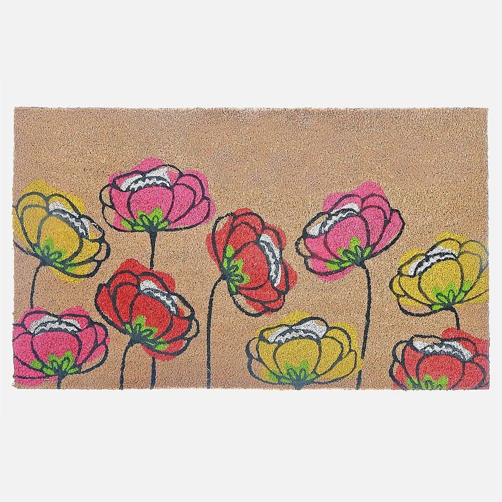 Coir Door Mat - Spring Flowers