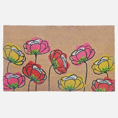 Coir Door Mat - Spring Flowers 