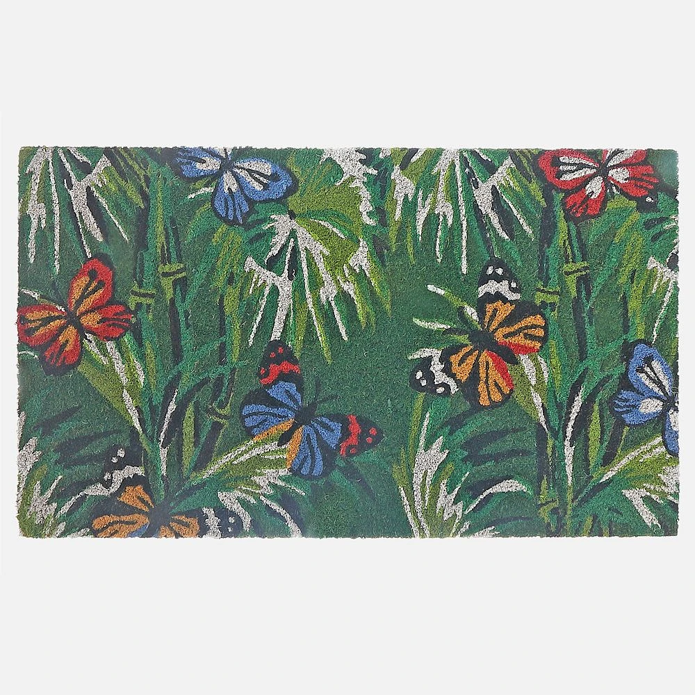Coir Door Mat - Butterfly Floral