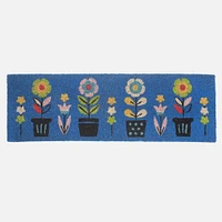 Coir Door Mat - Triple Florals, Navy