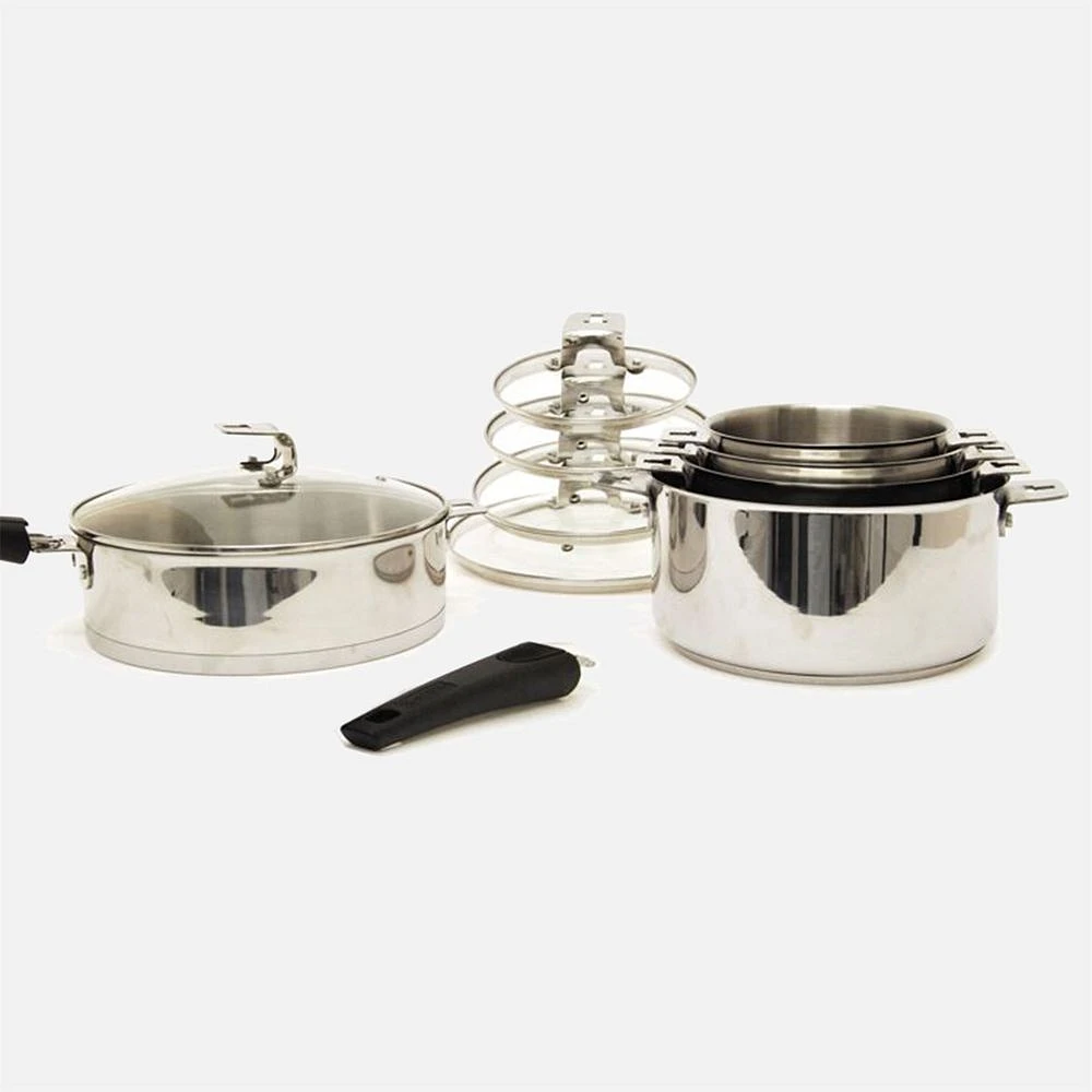 Starfrit The Rock T-Lock Stainless Steel Cookware Set, 12 Pieces