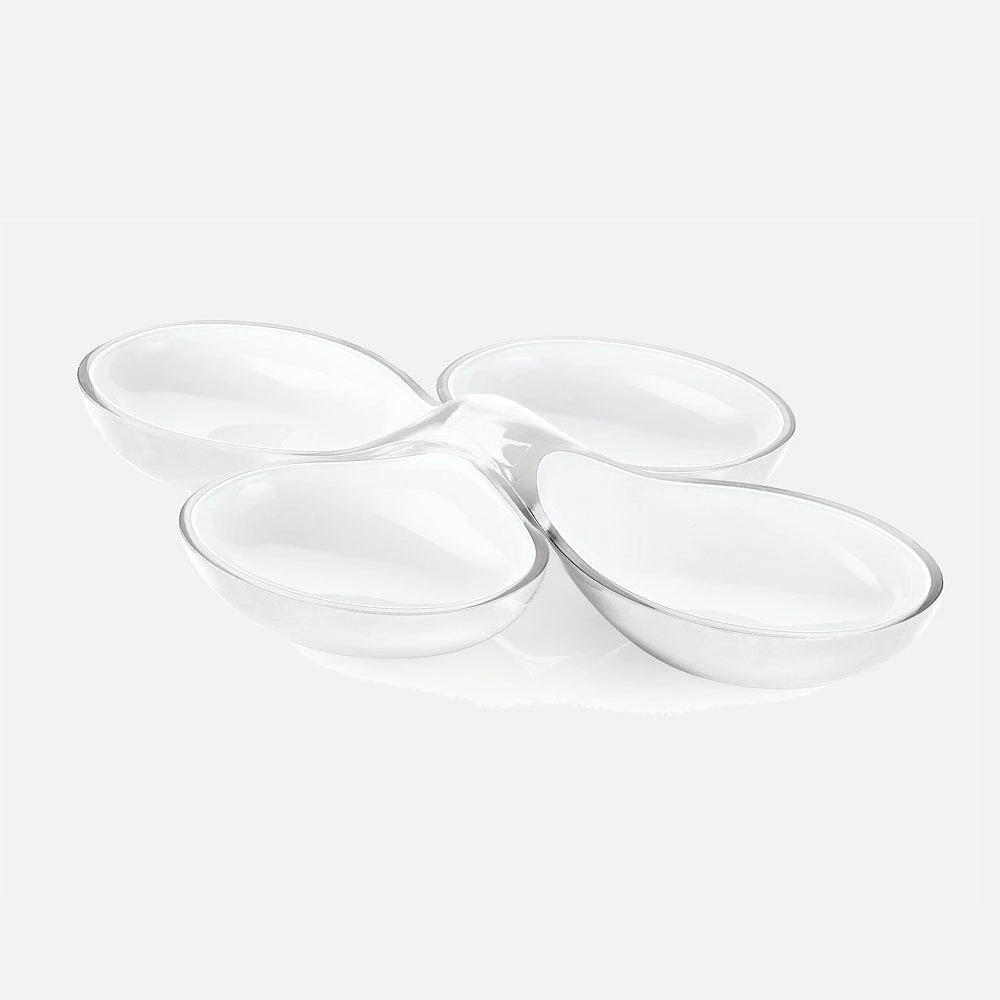 Grace Set Of 2 Clear/White Interlocking Dishes