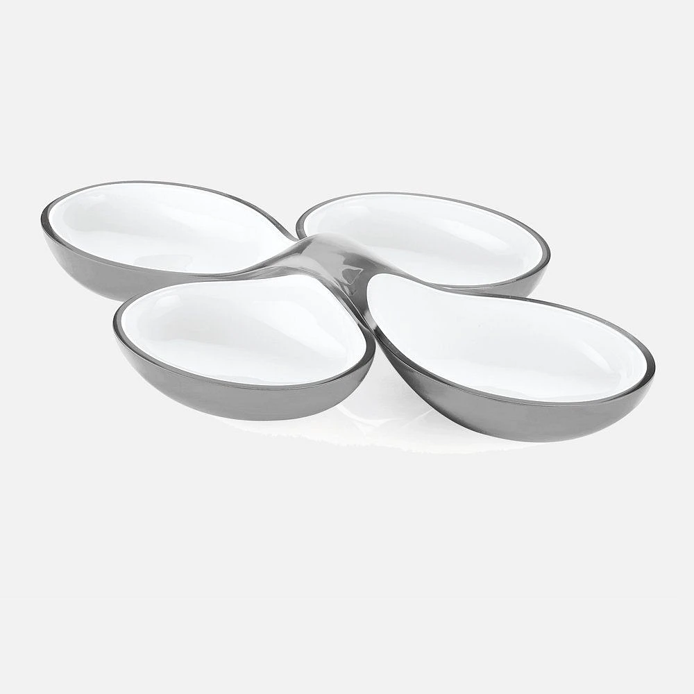 Grace Set Of 2 Grey/White Interlocking Dishes