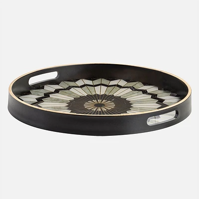 Torre & Tagus Savoy Large Gold Trim Round Tray