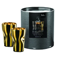 Set of 2 Unik Gold Espresso Glass by Eisch
