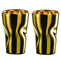 Set of 2 Unik Gold Espresso Glass by Eisch