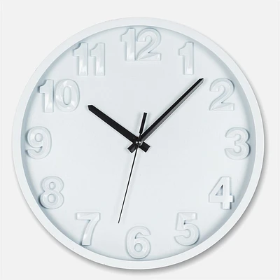 Bold Numbers White Wall Clock 12"