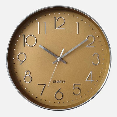 Silver numbers and Ocher Face Wall Clock