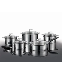 Starfrit The Rock T-Lock Stainless Steel Cookware Set, 12 Pieces