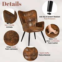 Modern Brown Suede Accent Chair with Black Metal Legs by Maison Classique