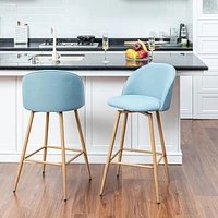 Modern Fabric Counter Barstools, Set of 4 - Blue