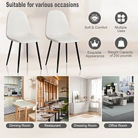 Elegant Fabric Dining Chairs in Cream White with Sleek Black Legs by Maison Classique, Set of 4