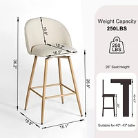 Modern Fabric Counter Barstools, Set of 4 - Beige