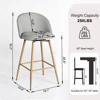 Modern Fabric Counter Barstools, Set of 4 - Grey
