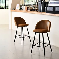 Set of 2 Swivel Suede 26.8" Counter Bar Stools by Maison Classique