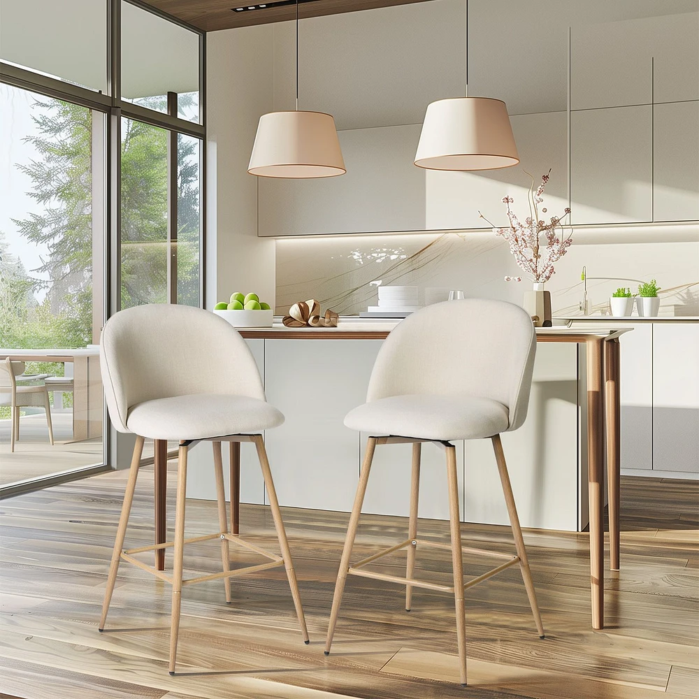 Modern Fabric Counter Barstools, Set of 4 - Beige