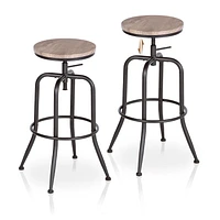 Ensemble de tabourets de bar pivotants en chêne rustique à hauteur réglable