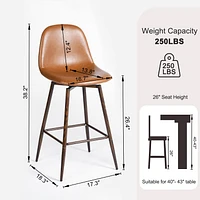 Set of 2 Cognac PU Swivel Counter Barstools by Maison Classique
