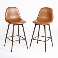 Set of 2 Cognac PU Swivel Counter Barstools by Maison Classique