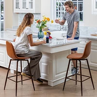 Set of 2 Cognac PU Swivel Counter Barstools by Maison Classique