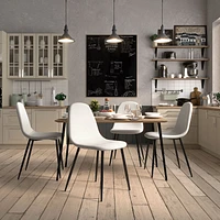 Elegant Fabric Dining Chairs in Cream White with Sleek Black Legs by Maison Classique, Set of 4