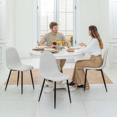 Ensemble de 4 chaises de salle à manger en tissu - Beige