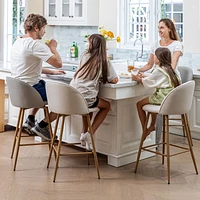 Modern Fabric Counter Barstools, Set of 4 - Grey