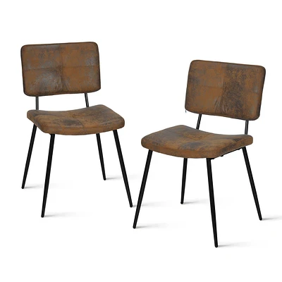Set of 4 Vintage Suede Unpholstered Dining Chairs with Black Metal Legs by Maison Classique
